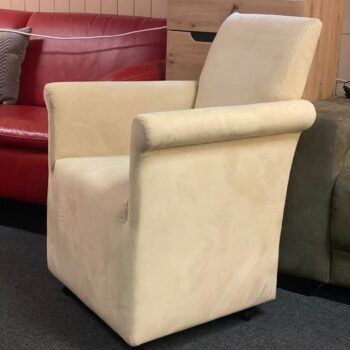 Chaises/Fauteuil salle à manger sur roulette en microfibre/Alcantara Beige/crème