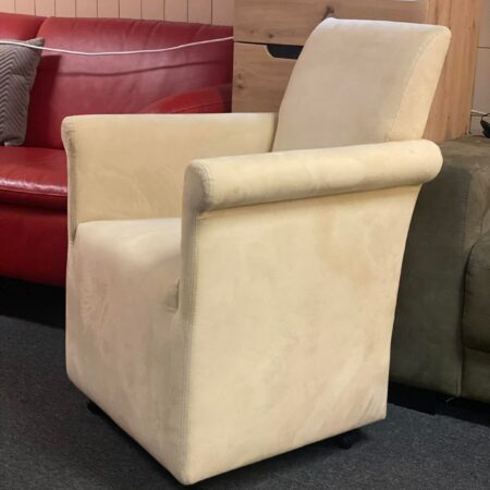 Chaises/Fauteuil salle à manger sur roulette en microfibre/Alcantara Beige/crème