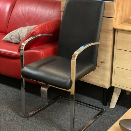 6x Chaises cuir accoudoirs chromée