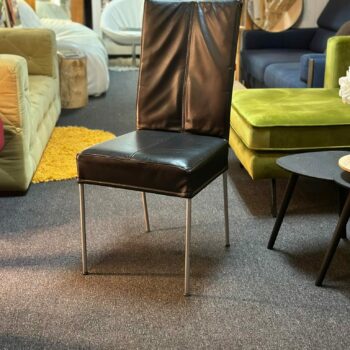 6x Chaises salle à manger en cuir noir