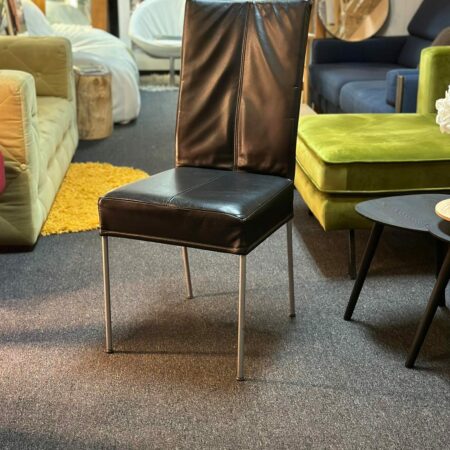 6x Chaises salle à manger en cuir noir