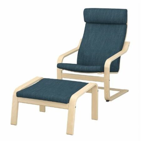 Fauteuil avec repose-pieds IKEA - POÄNG (Hillared bleu foncé)