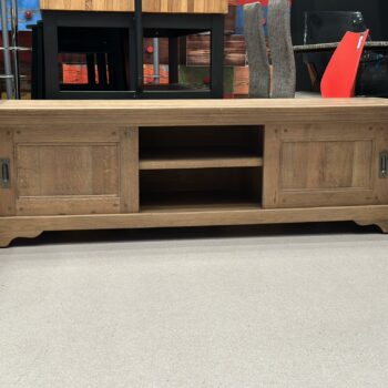 Meuble TV en bois massif - portes coulissantes