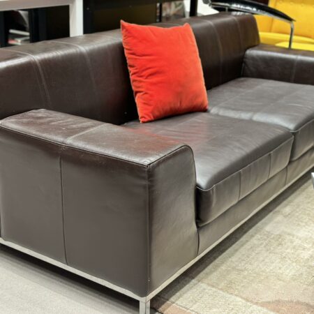 Canapé 3pl en cuir brun