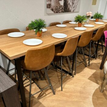 Table mi-haute à manger style industriel en bois massif