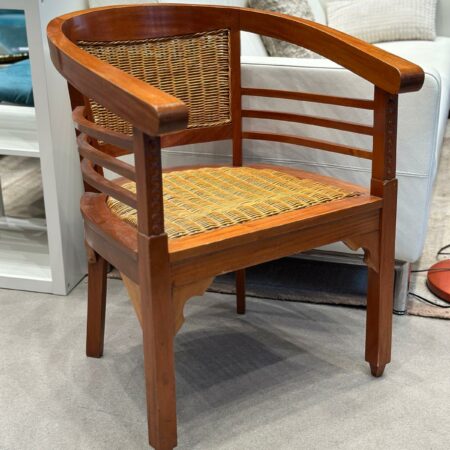 Chaise d'appoint vintage en bois massif et osier