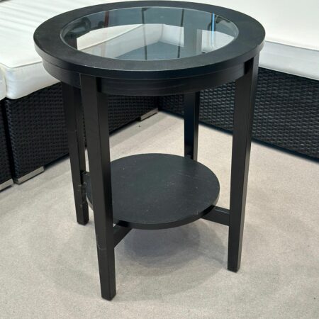 Table d'appoint ronde dessus en verre (2 pièces disponibles)
