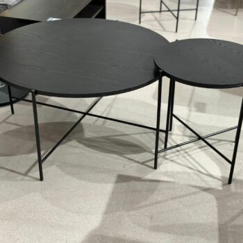 Set table de salon noir ronde gigognes