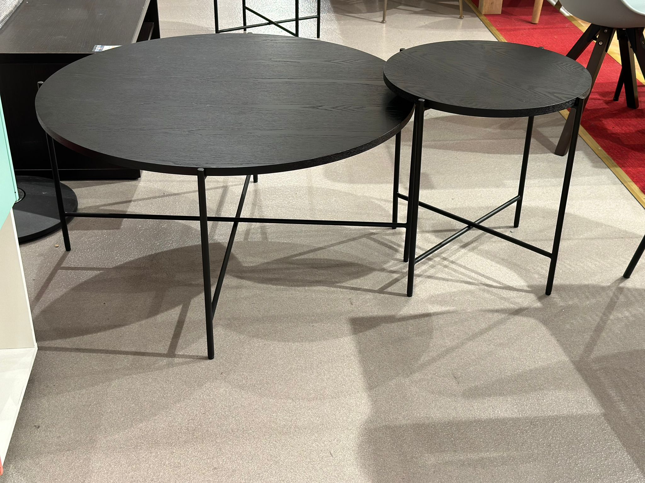 Set table de salon noir ronde gigognes - Image 2