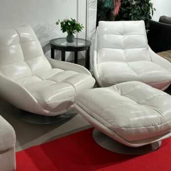 Fauteuil en cuir pivotant + repose pied "Chateau D'Ax"