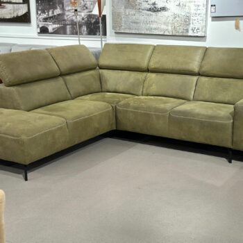 Canapé design d'angle en alcantara avec appuie tête reglable