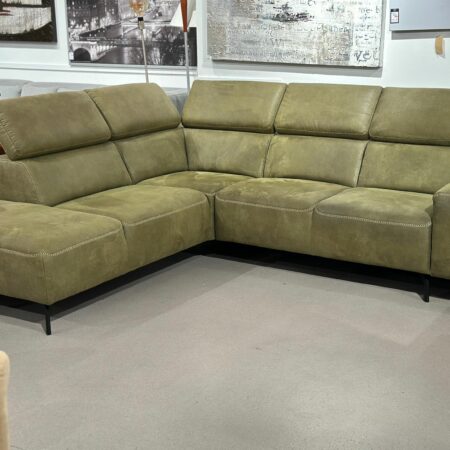 Canapé design d'angle en alcantara avec appuie tête reglable