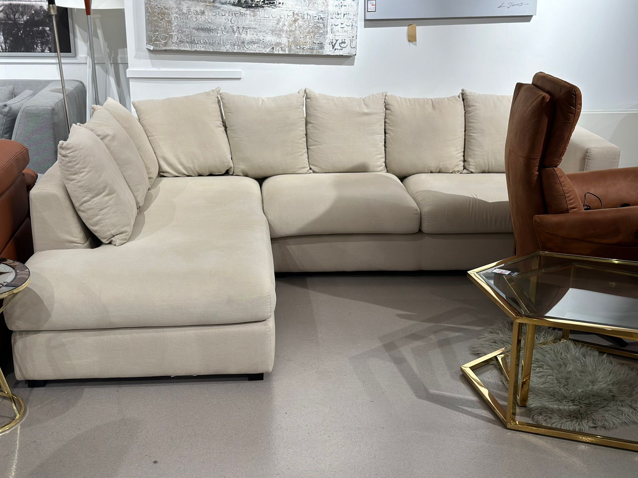 Canapé méridienne beige - Image 2