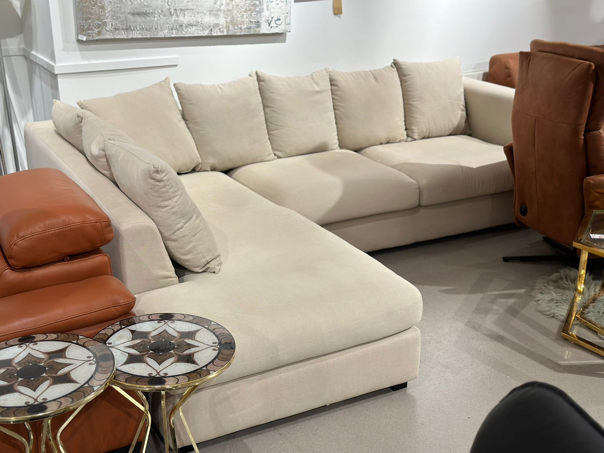 Canapé méridienne beige